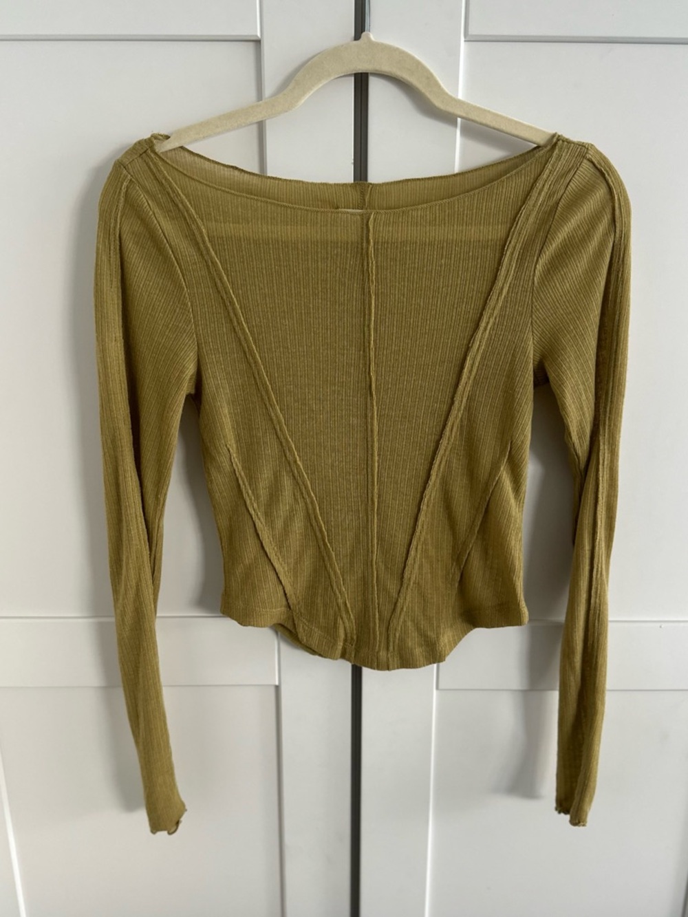 Pilcro Ribbed Long Sleeve Top | Flattering Seam Detail | XS